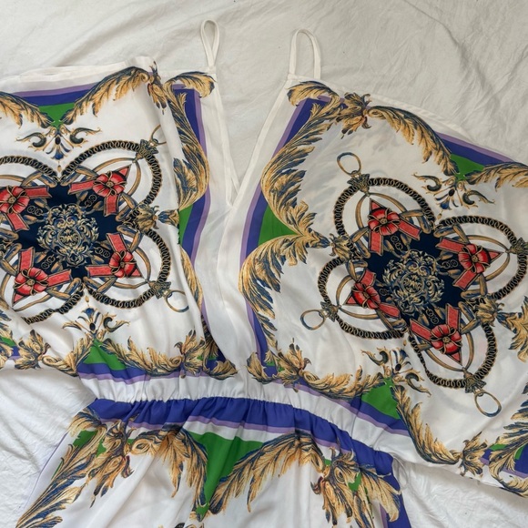 White and Cream Maxi Sundress with Flutter Sleeves - Picture 3 of 7